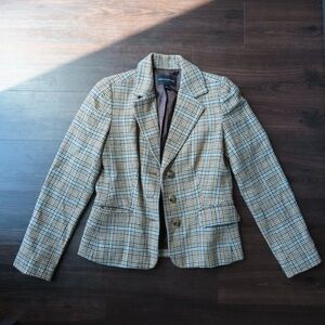 Banana Republic Tan Blue Plaid Women's Blazer